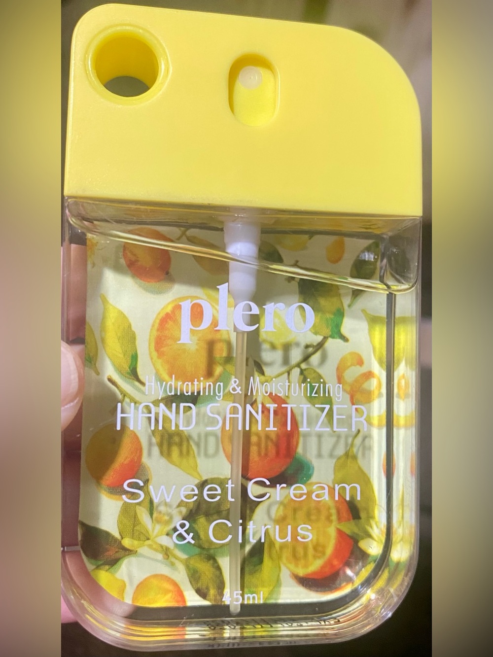 Plero Sweet Cream & Citrus Hydrating Hand Sanitizer Spray - Yellow 45ml